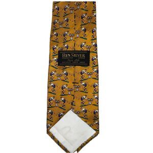 Ben Silver 59” Charleston London Pure Silk Yellow Tennis Players Sports Tie